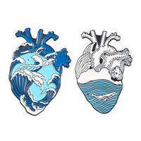 Heart pin Ocean Wave Enamel Pins