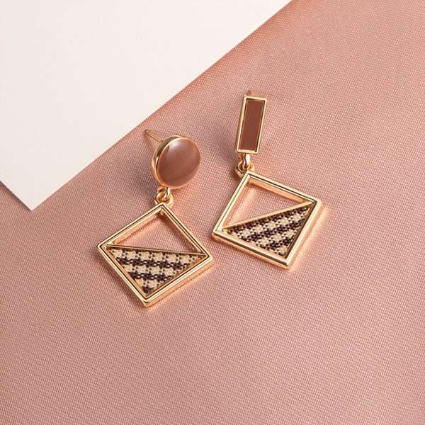 Square Woven Gold Earrings