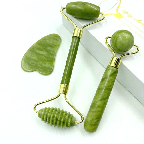 Natural Jade Massage Roller Set